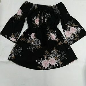 Black with flowers printing Top and Dress